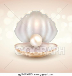 Vector Clipart - Pearl open shell realistic illustration ...