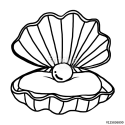 pearl shell / cartoon vector and illustration, black and ...