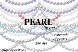 Pearls Clip Art Pastel strands of pearls Clipart Make Your Own Digital  Scrapbooking Elements Personal and Commercial Use