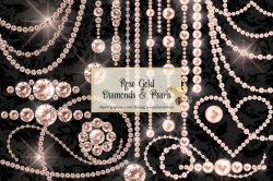 Rose Gold Diamonds and Pearls Clipart