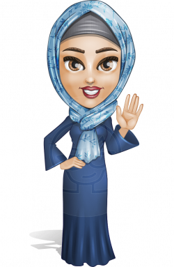 Vector Woman With Hijab Cartoon Character - Jumanah as a Silver ...