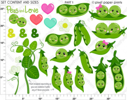 Peas in a Pod Clipart - Clip Art and Digital paper set ...