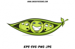 Green Peas Clipart, Vector svg files. Cute Cartoon PNG clip art.
