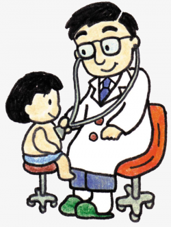 Crayon Hand-painted Cute Pediatrician To See A Doctor, Pediatrician ...