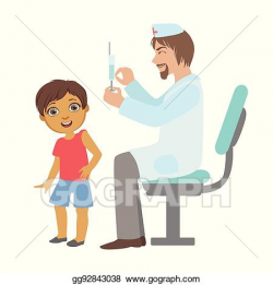 Vector Clipart - Pediatrician doing a vaccination to little ...