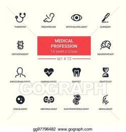 Clip Art Vector - Medical professions - modern simple thin ...