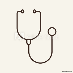 Stethoscope line icon. Physician device, doctor tool ...