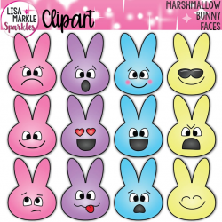 Easter Clipart, Bunny Clipart, Peeps Clipart, Spring Clipart, Emoji  Clipart, Faces Clipart, Emotion Clipart, Easter Bunny Clipart, Bunnies