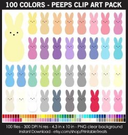 Giant Peeps Bunny Clipart - 100 Colors, Easter, Printable ...