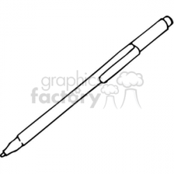 Black and white outline of a pen with an eraser clipart. Royalty-free  clipart # 382613