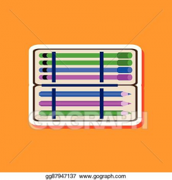 Vector Art - Paper sticker on stylish background pencil box ...