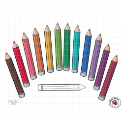 Colored Pencils Clipart | Art Supplies Digital Planner Stickers | Printable  PNG Graphics