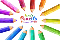 Watercolor Colored Pencils Clipart