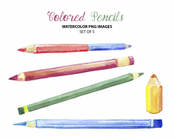 Watercolor colored pencils clipart - Artist workshop clip art - Artistic  images