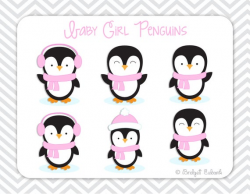 Penguin Clipart, Girl Penguins Clipart, baby penguin clipart, pink  penguins, Commercial Use, INSTANT DOWNLOAD