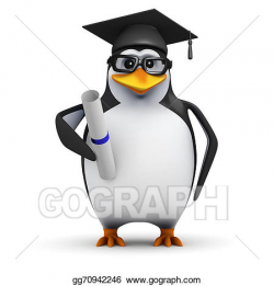 Stock Illustration - 3d graduating penguin. Clipart ...