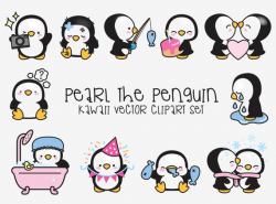 Premium Vector Clipart - Kawaii Pearl the Penguin - Cute Pengun Clipart -  High Quality Vectors - Instant Download - Kawaii Penguin Clipart