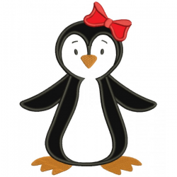 Penguin with a bow Applique Machine Embroidery Digitized Design Pattern