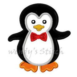 Mr penguin applique machine embroidery design digital ...