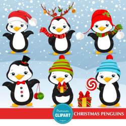 Christmas penguin clipart, christmas clipart, baby shower clipart, nursery  clipart, penguins clipart - CA253
