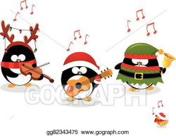 Vector Stock - Penguins playing christmas music. Clipart ...