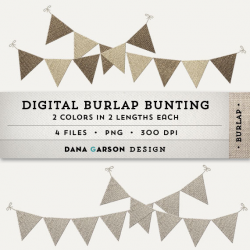 Digital Burlap Bunting or Flags for invites by ...