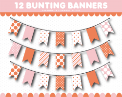 Bunting clipart, Banner clipart, Pennant clipart, CL-1556 By ...