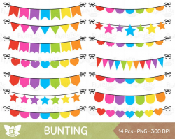 Rainbow Bunting Flag Clipart, Party Banner Clip Art, Pennant Triangle  Garland Pride Colorful Graphic Birthday Seamless, Digital PNG Download