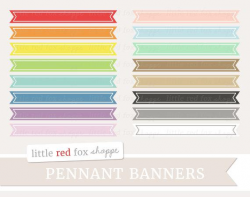 Border Pennant Banners Clipart, Flag Label Clip Art Frame Cute Vintage Icon  Tag Digital Graphic Design Illustration Small Commercial Use