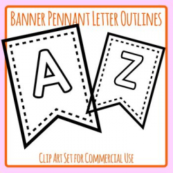 Printable Hollow Banner / Flag / Pennant Letters Clip Art Commercial