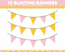 Bunting clipart, Banner clipart, Pennant clipart, CL-1538 By ...