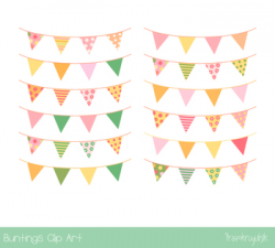 Cute summer birthday bunting clipart, Baby shower, party holiday pennant  flags