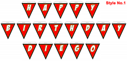 Red with black border custom happy birthday banner with child's name ...
