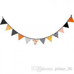 Halloween decoration Polyester cotton triangle flag pennant banner carnival  garland skull bat ghost spider scary clubing bar party decor