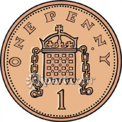 Realistic British Penny - Royalty Free Clipart Picture