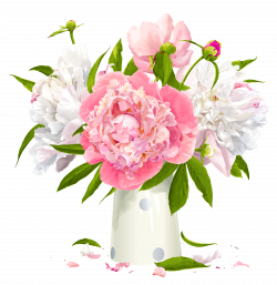 Vase with White and Pink Peonies Clipart | Gallery Yopriceville ...