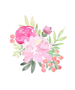 Pink Peonies Hand Painted Clipart Pink Floral Two Bouquets