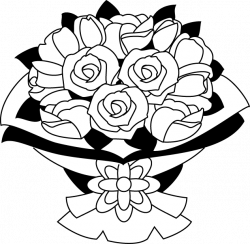 28+ Collection of Rose Bouquet Clipart Black And White | High ...