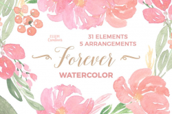 Pink Watercolor Flowers Clipart, Summer Wedding Clipart for Invitation,  Floral Wreath Clipart, Blush Peonies Clipart, Modern Floral Clipart