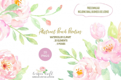 Watercolor Clipart Peach Peonies Free Download – Corner Croft