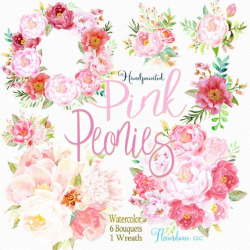 Peony bouquet clipart Peony wreath clipart Peony flower ...