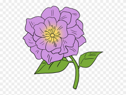 How To Draw Peony - Peony Flower Drawing Easy Clipart ...
