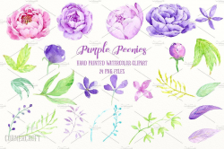 Watercolor Clip Art Purple Peony #wedding#invitations#diy ...