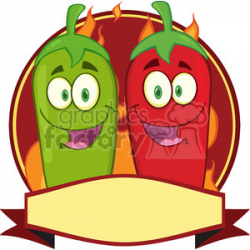 6788 Royalty Free Clip Art Mexican Chili Peppers Cartoon Mascot Label  clipart. Royalty-free clipart # 389494
