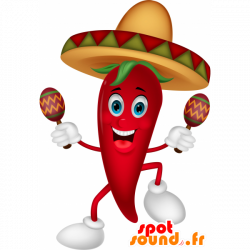 Purchase Mascot giant chili pepper. Mexican spice mascot in 2D / 3D ...