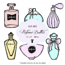 Perfume Bottles Clip Art Parfum Bottles Cologne Boudoir Fancy French Ornate  Pastel Glass Ribbon Pink Aqua Lavender Nude Gold Atomizers