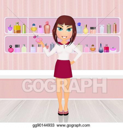 Stock Illustrations - Girl in perfume shop. Stock Clipart ...