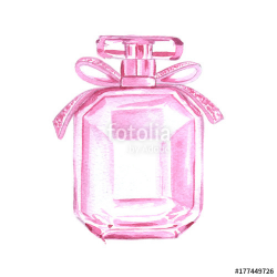 Pink perfume bottle watercolor illustration fashion clipart ...