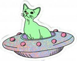 cat alien ufo green tumblrfreetoedit...