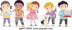 Vector Stock - Kids with pets. Clipart Illustration ...